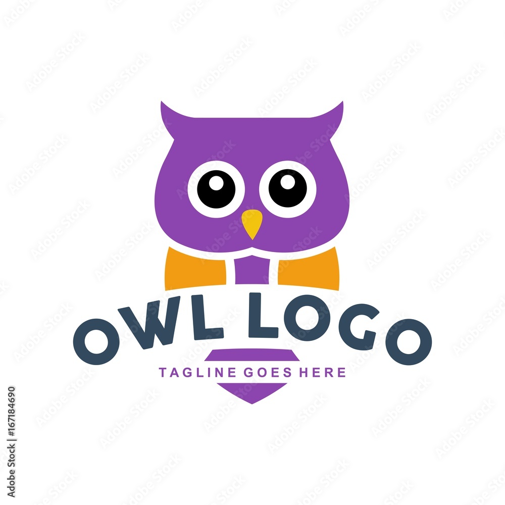 Fototapeta premium Unique owl logo with minimalist shapes and colors