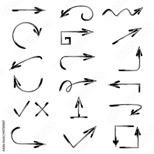 set of doodle arrows