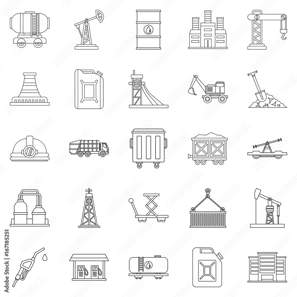 Production workers icons set, outline style Production workers icons set, outline style