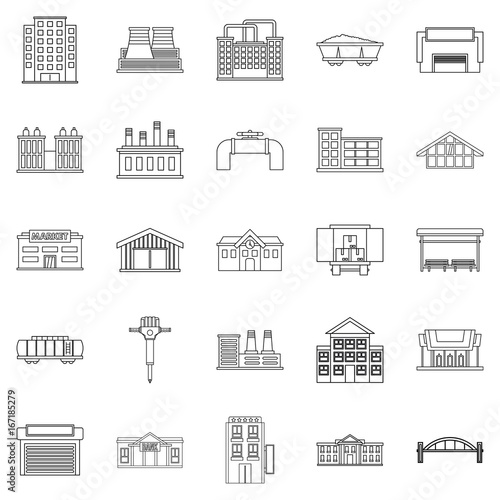Workpeople icons set, outline style
