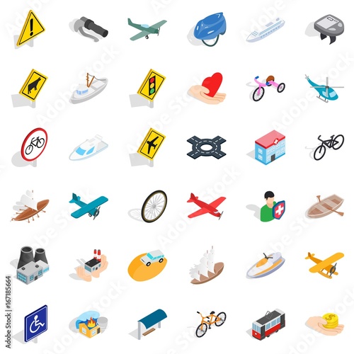 Transport on road icons set, isometric style