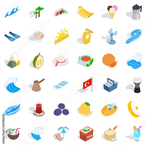 Turkey tourism icons set, isometric style