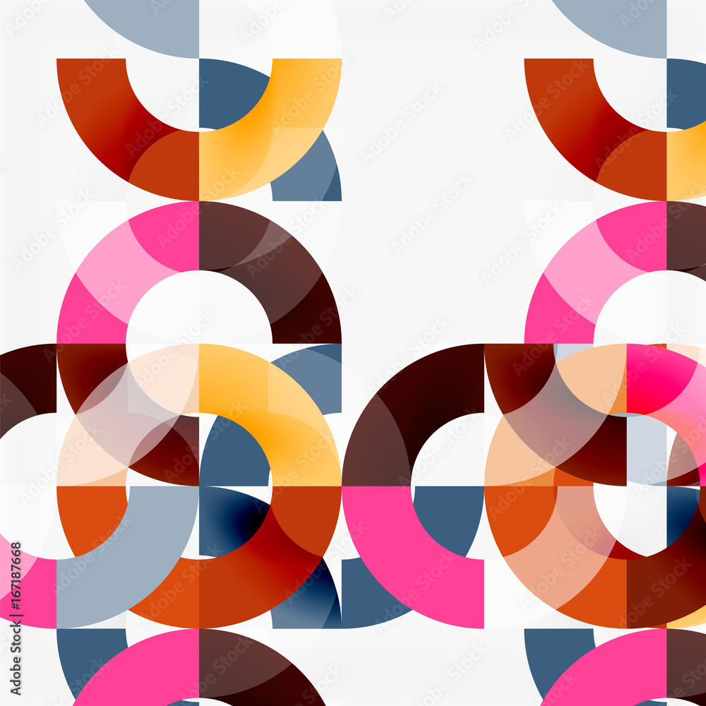 Colorful rings on grey background, modern geometric pattern design