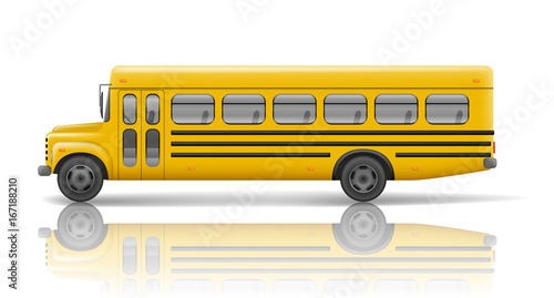 Yellow school bus. Transportation and vehicle transport, travel automobile. Relistic school bus mockup. Vector illustration