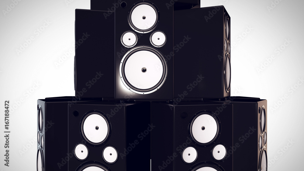 Obraz premium 3D render of Thumping Bass Speakers.