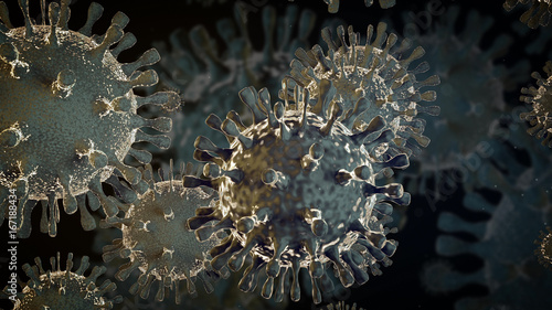 Bilde på lerret Bacteria, virus, H1N1