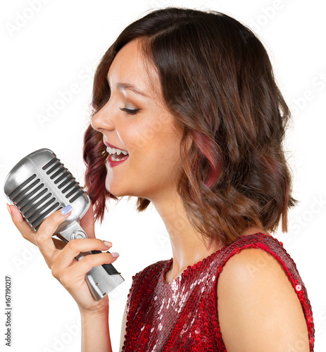 Beautiful female singer singing a song