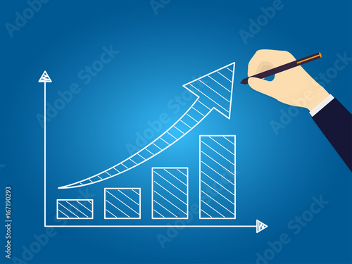 Business hand drawn growth chart. Vector illustration.