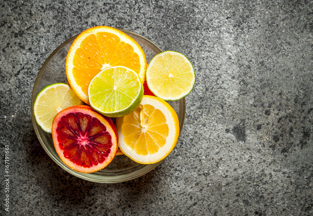 Fresh citrus fruit in a bowl. Fresh citrus fruit in a bowl.