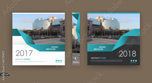 Design for business brochure cover, info banner frame, title sheet model set, techno flyer mockup or ad text font. Modern vector front page art with urban city street texture. White, blue figure icon