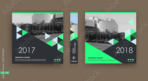 Abstract template. Fancy a4 brochure cover design. Info banner frame. Title sheet model set. Modern vector front page art. Urban city street texture. Patch triangles mosaic icon. Ad flyer text font