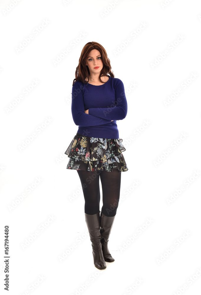 full length portrait of young woman wearing black professional office outfit. standing pose, isolated against white background. full length portrait of young woman wearing black professional office outfit. standing pose, isolated against white background.