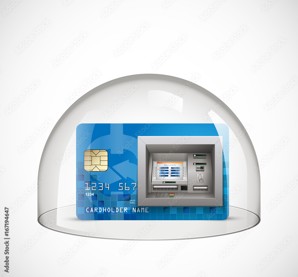 Glass dome - protection concept - credit card Glass dome - protection concept - credit card