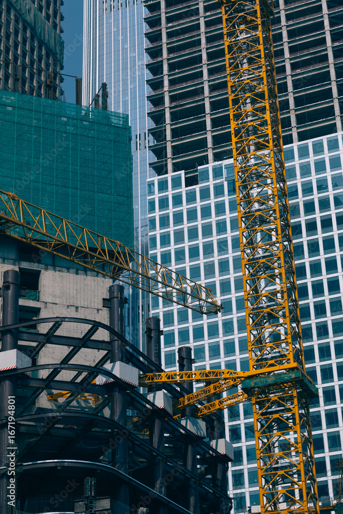 View of business building development,construction site.