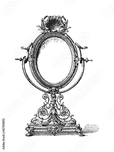 Old mirror - vintage illustration
