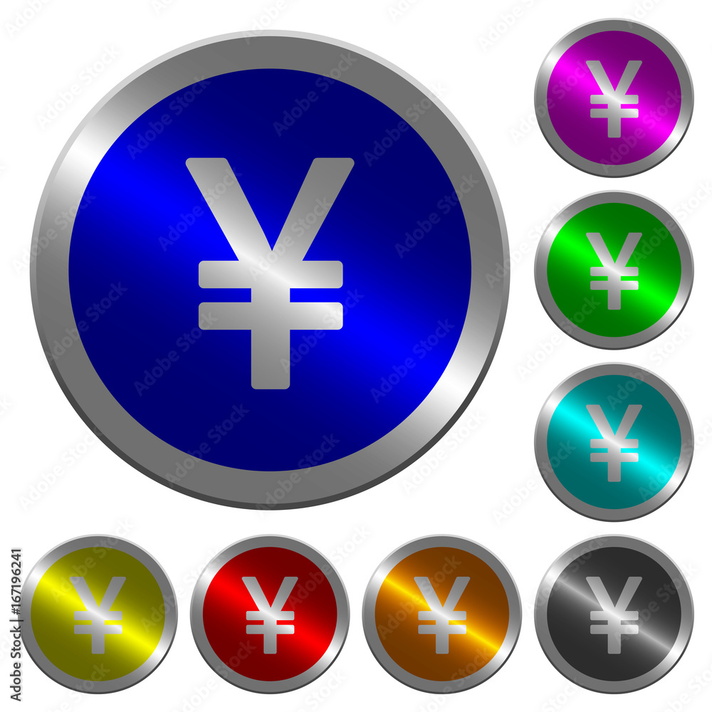 Japanese Yen sign luminous coin-like round color buttons Japanese Yen sign luminous coin-like round color buttons