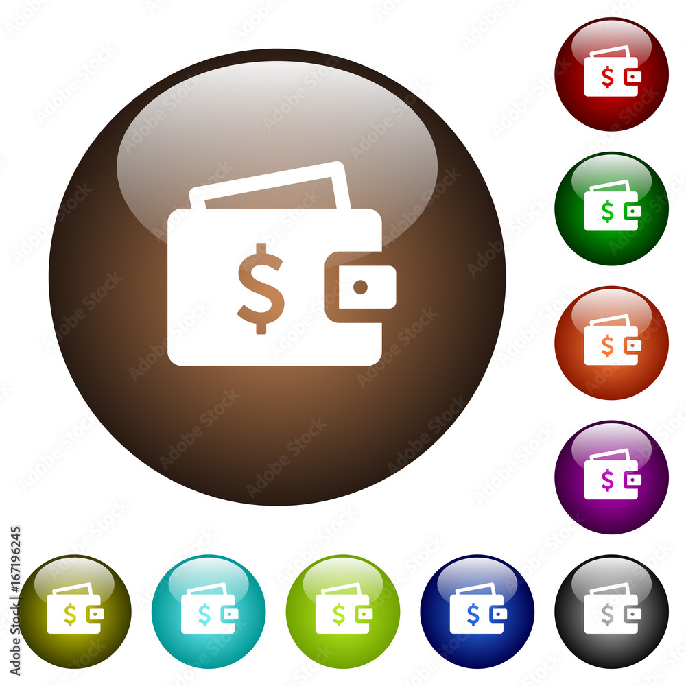 Dollar wallet color glass buttons Dollar wallet color glass buttons