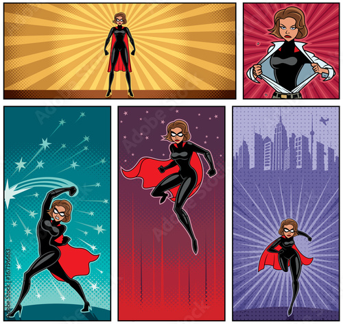 Super Heroine Banners 5 / Set of 5 super heroine banners. 