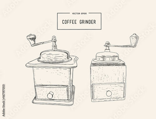Coffee grinder freehand pencil drawing