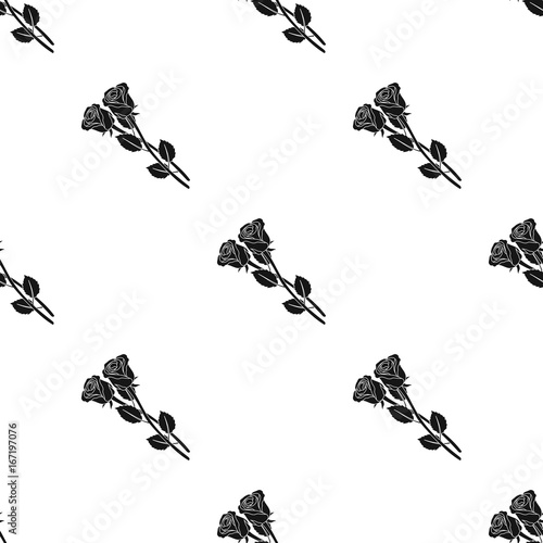 Two roses icon in black style isolated on white background. Funeral ceremony symbol stock vector illustration.
