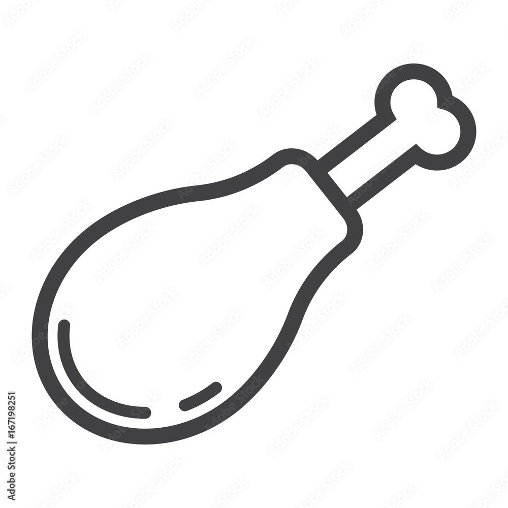 Chicken leg line icon, food and drink, meat sign vector graphics, a linear pattern on a white background, eps 10. Chicken leg line icon, food and drink, meat sign vector graphics, a linear pattern on a white background, eps 10.