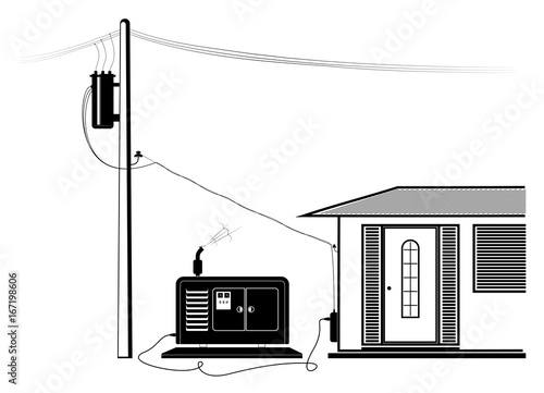 Emergency supply of the house with electricity from an autonomous generator. Power outage.