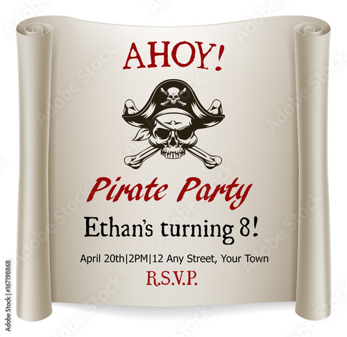 Pirate Kids Birthday Party Invite Template