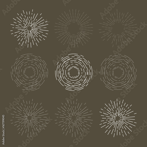 Vintage sunburst design - explosion or outburst dashed symbol