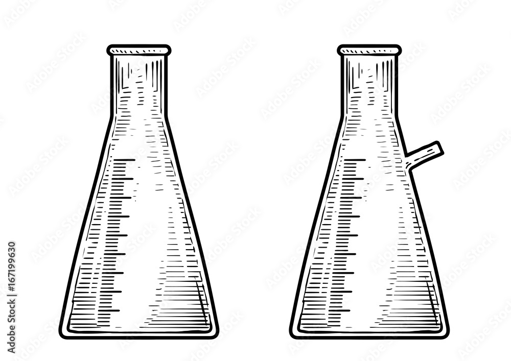 Laboratory glass illustration, drawing, engraving, ink, line art, vector Stock Vector Adobe Stock