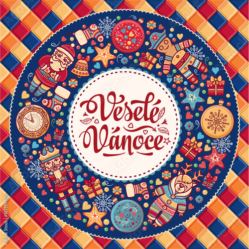 Vesele Vanoce. Vector. Czech language. Warm 