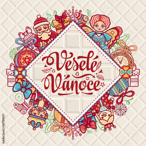 Vesele Vanoce. Vector. Czech language. Warm 