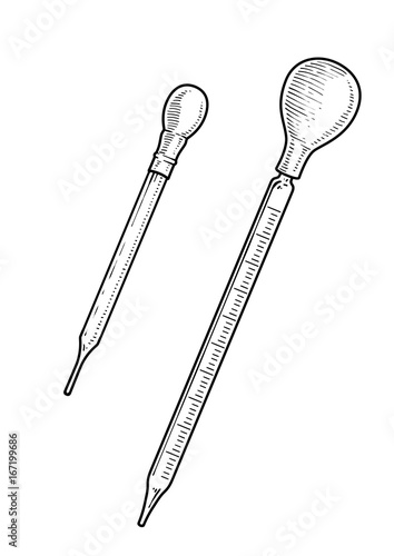Pipette illustration, drawing, engraving, ink, line art, vector
