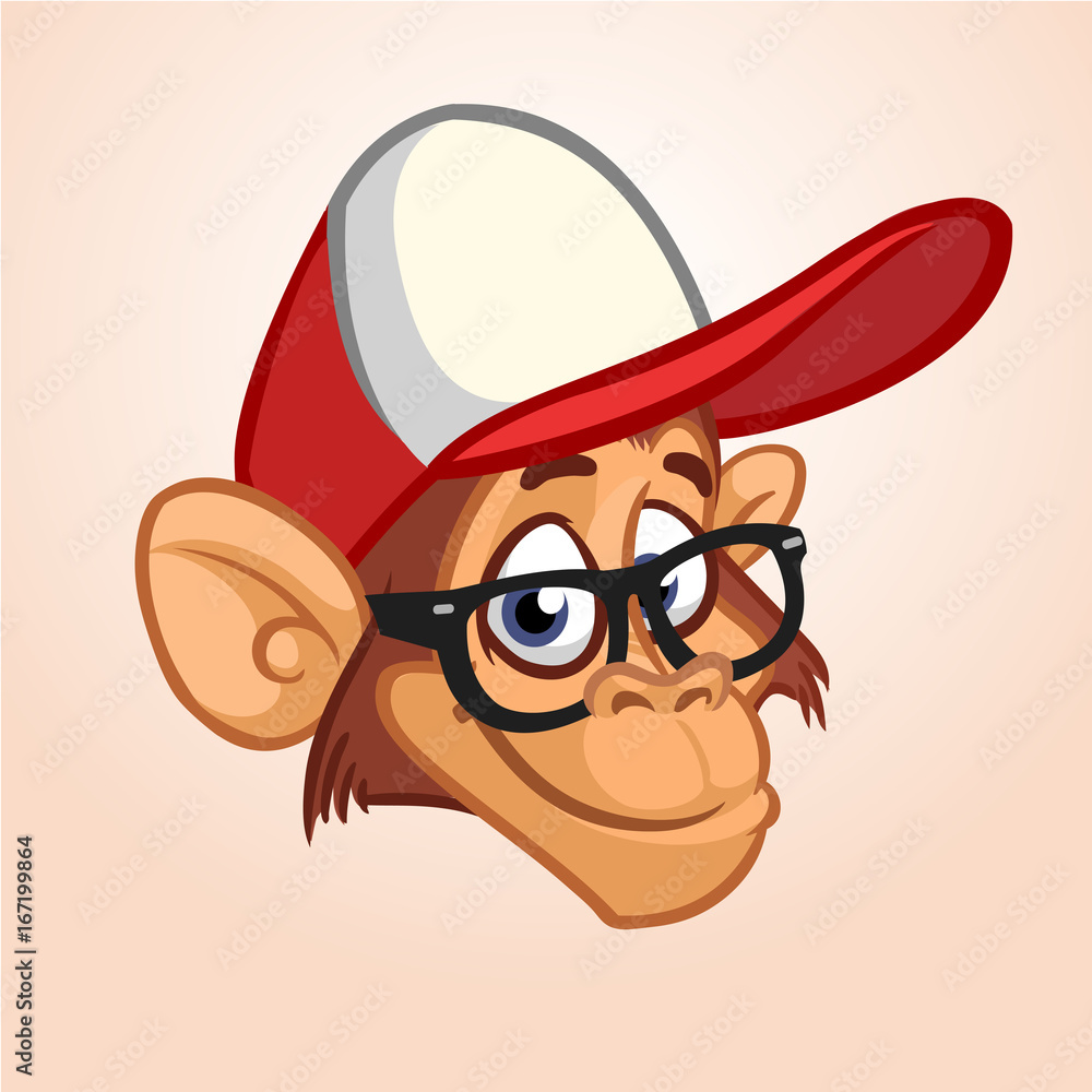 Cartoon monkey. Vector happy monkey head icon. Illustration isolated Stock  Vector | Adobe Stock