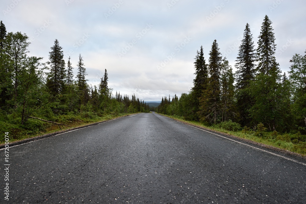 Road in Lapland, Pallastunturi, Taivaskero Road in Lapland, Pallastunturi, Taivaskero