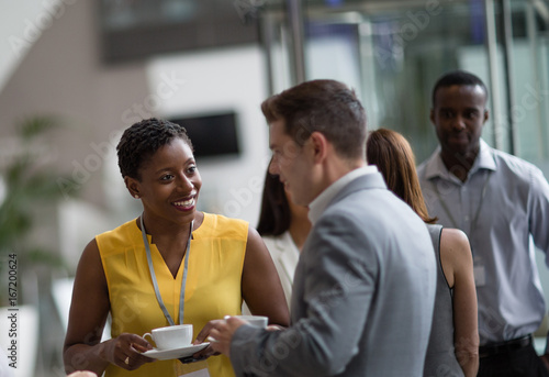 Business executives meeting at a networking event photo
