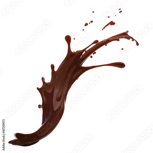 Fototapeta splash of brownish hot coffee or chocolate isolated on white background