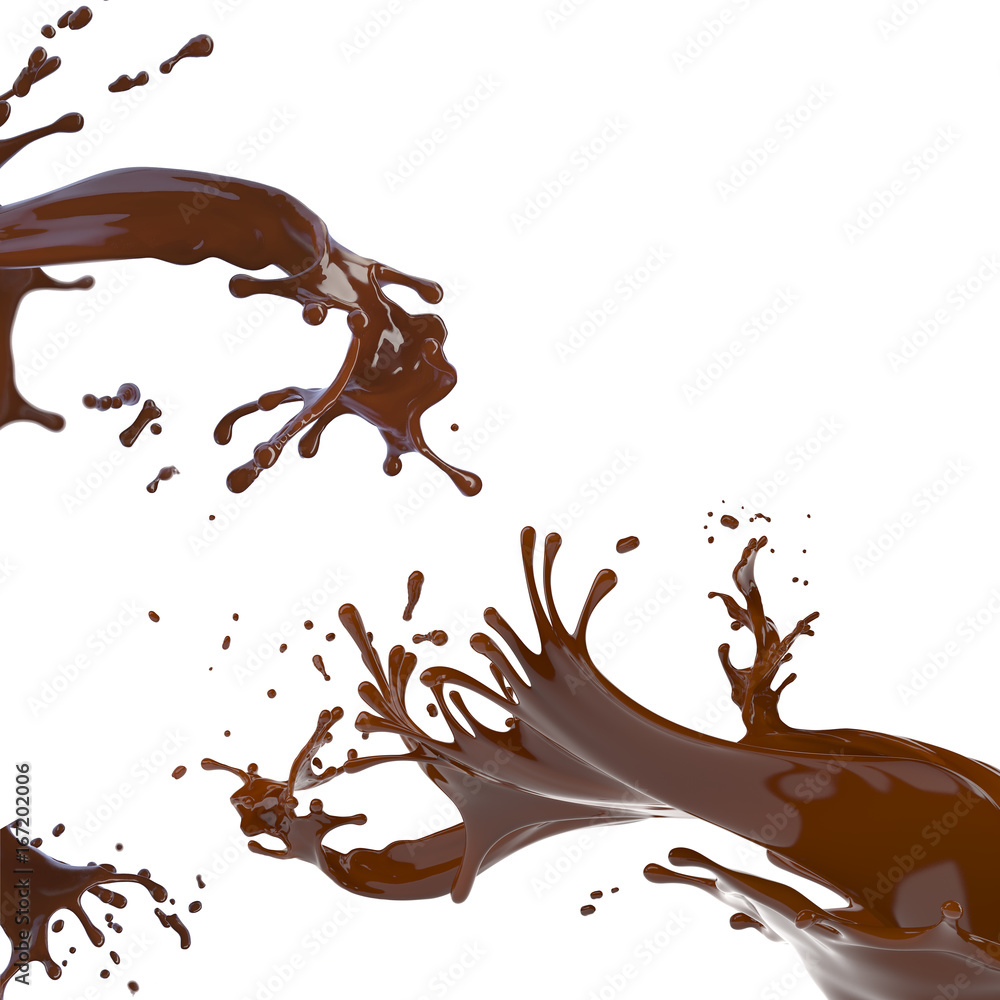splash of brown hot chocolate on white background splash of brown hot chocolate on white background