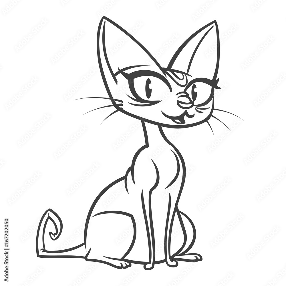 Cartoon spynx cat outlined. Vector illustration of sphynx cat for coloring book Cartoon spynx cat outlined. Vector illustration of sphynx cat for coloring book
