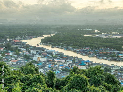 Cityscape view of Chumphon estuary, Thailand