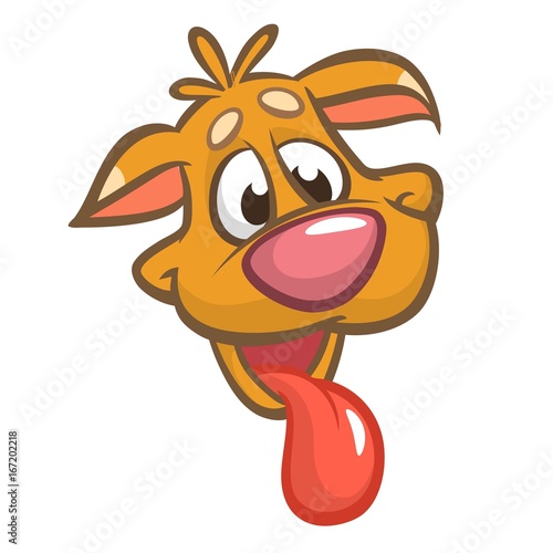 Cute puppy cartoon vector illustration. Yellow dog head. Isolated on white background. For web design and apps