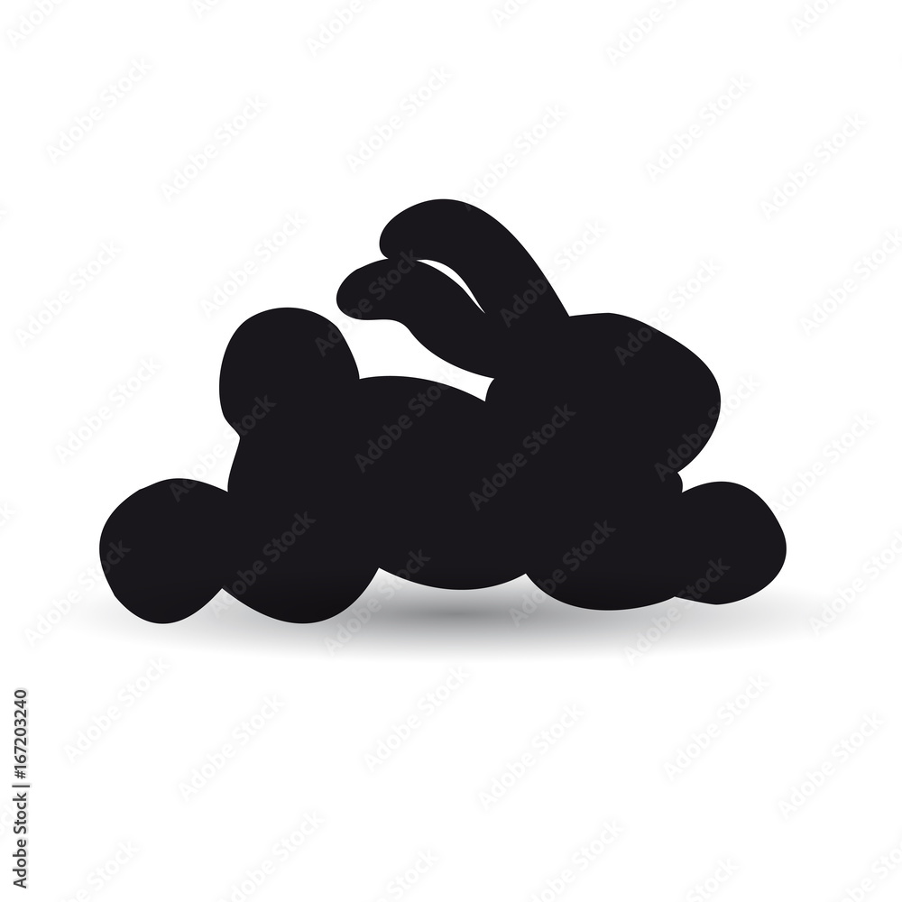 Hare running black white background