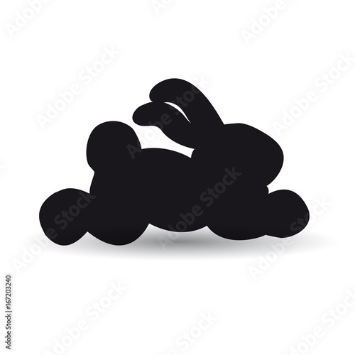 Hare running black white background