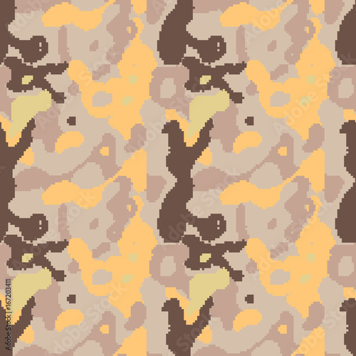 Modern pixelated camouflage seamless pattern to disguise in desert