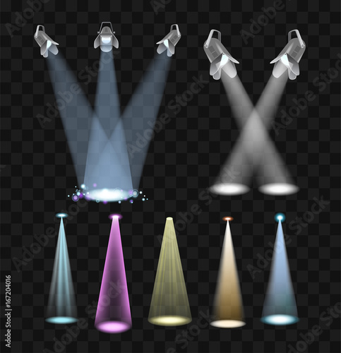 Spotlight Effects - vector set of projector lights clip art