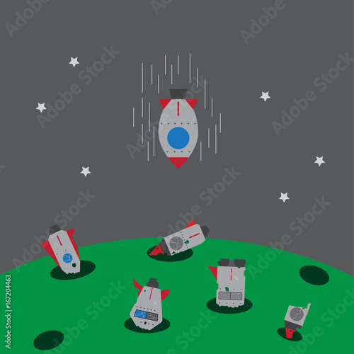 Startup rocket failure - fall to rocket graveyard