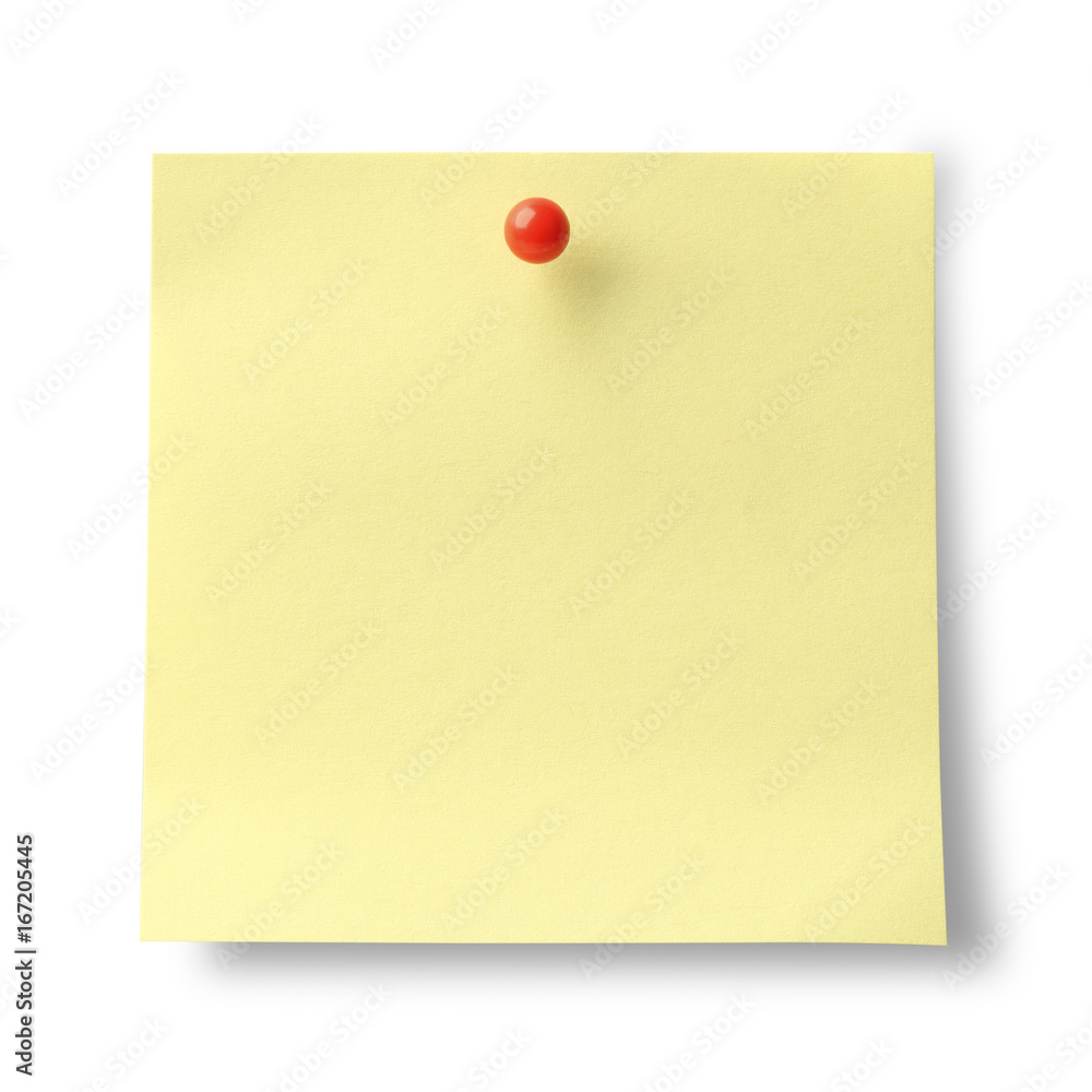 Yellow Sticky Note isolated on white background, clipping path included Yellow Sticky Note isolated on white background, clipping path included
