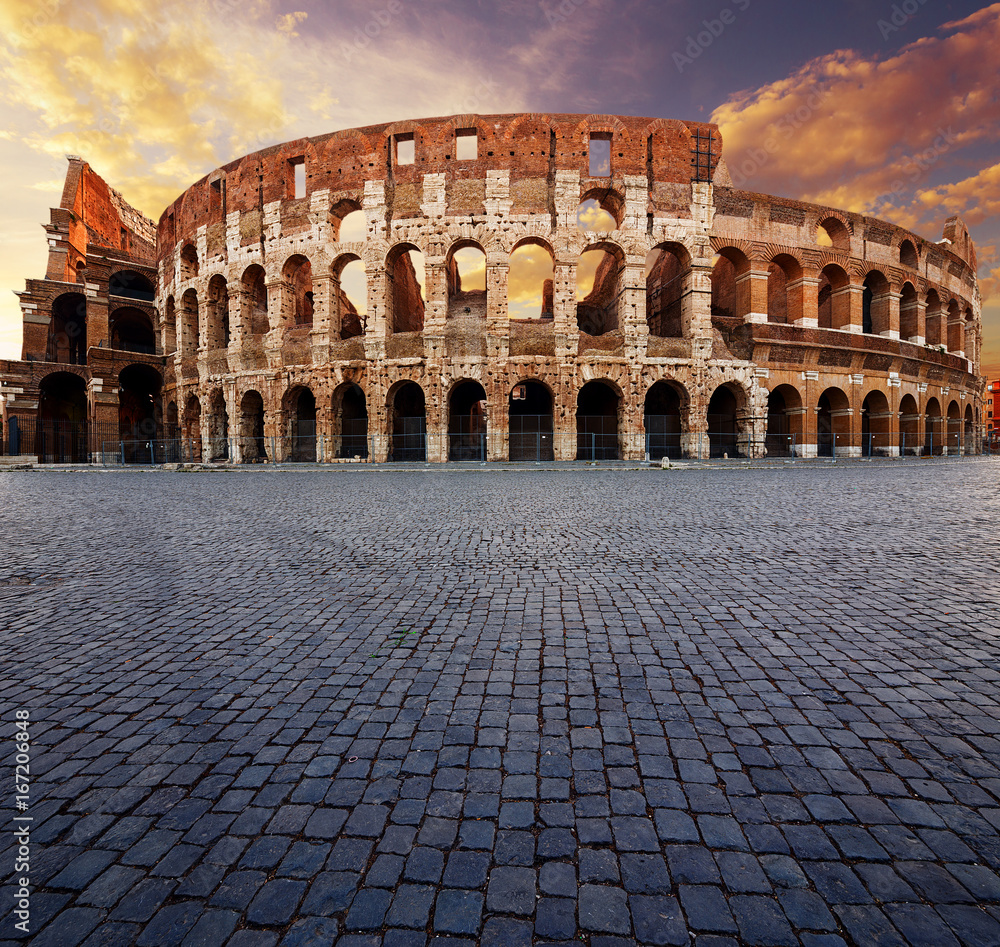 Fototapeta premium The Colosseum or Flavian Amphitheatre (Amphitheatrum Flavium or Colosseo)