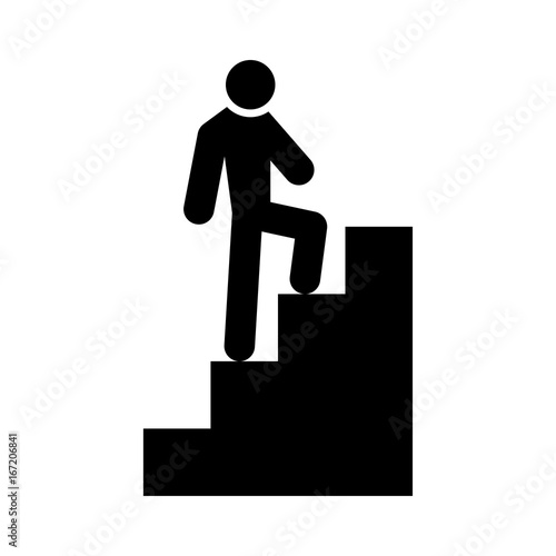 A man climbing stairs black color icon .