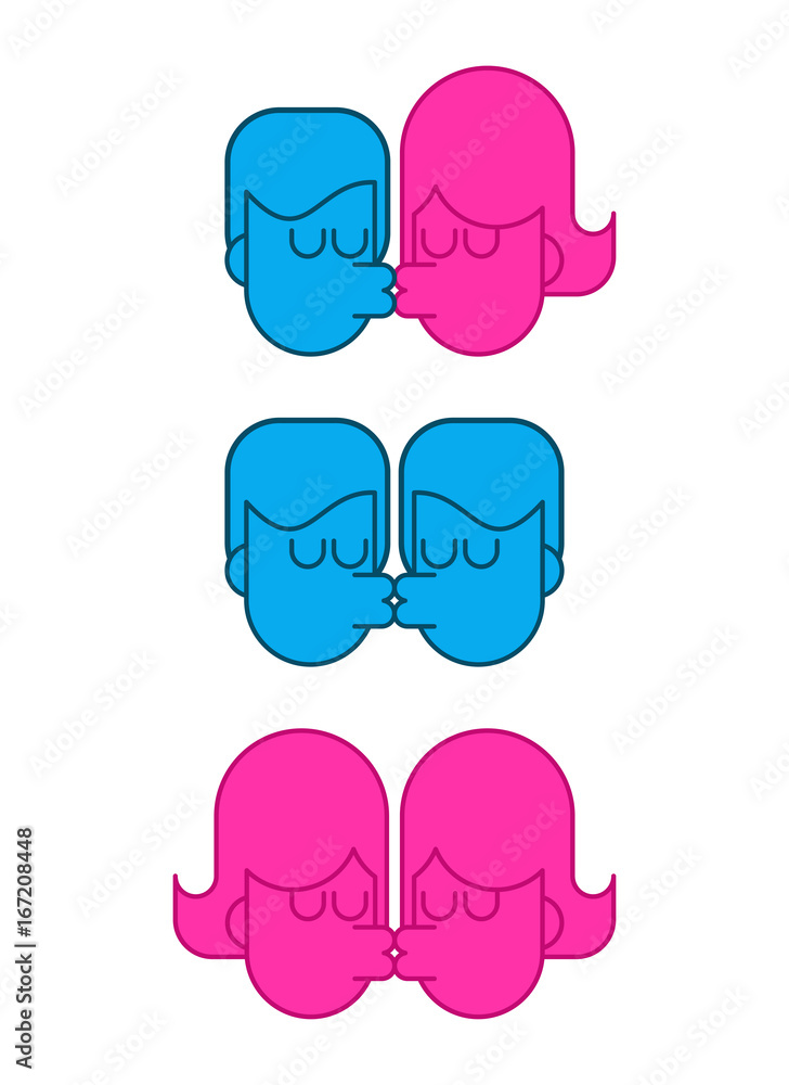 Vecteur Stock Kiss free lover set icon sign. LGBT kisses. guy and girl are  passion. Gay and lesbian | Adobe Stock