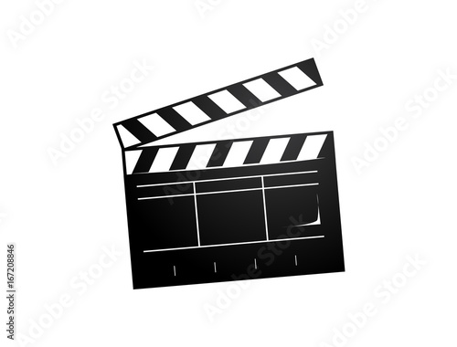 clapperboard illustration, icon design, isolated on white background.